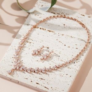 Copper/Zircon Cubic Zirconia Jewelry Set For Bride
